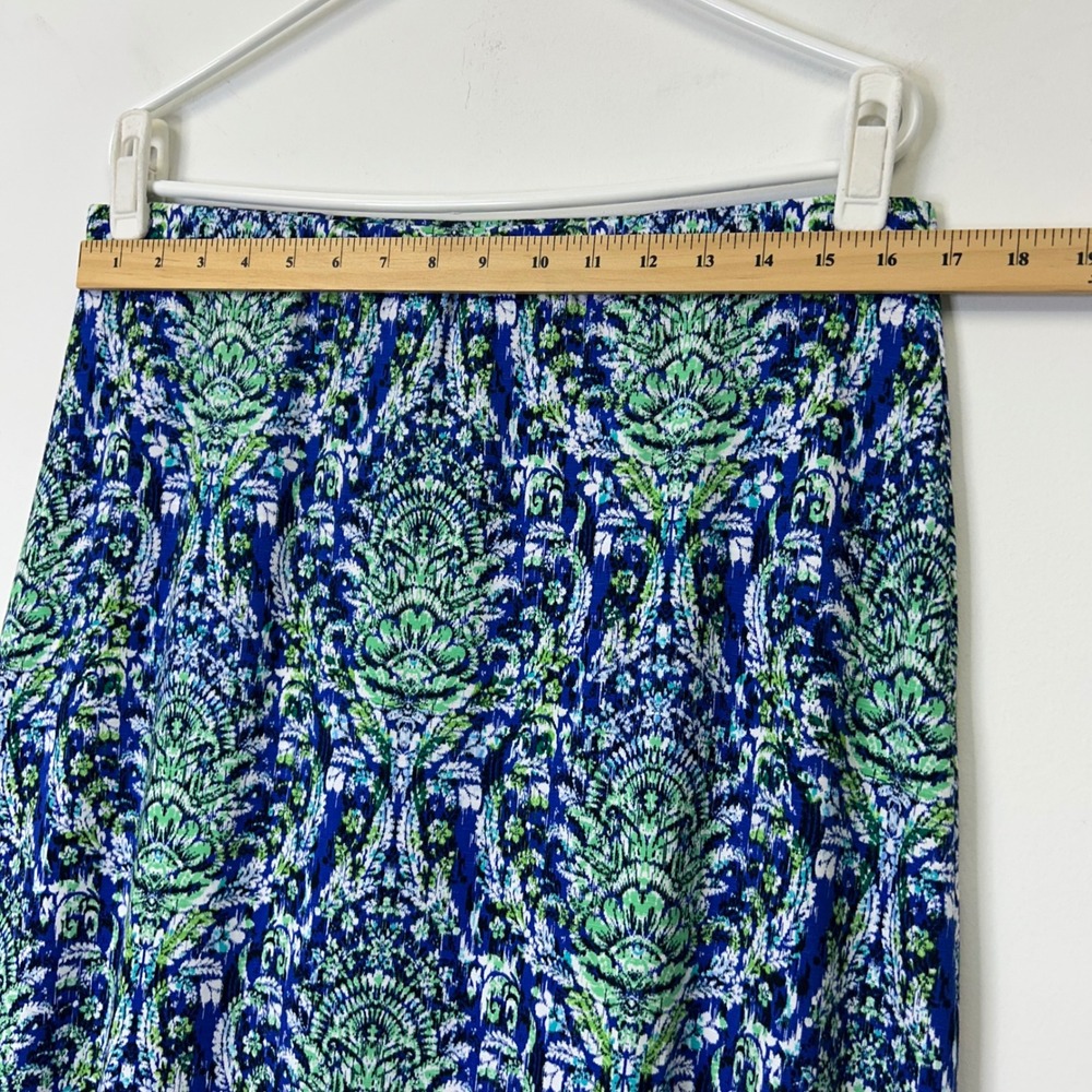 NEW J Jill Maxi Skirt Women's Size Medium Pull On Blue Paisley Tropical Vacation - Picture 4 of 8